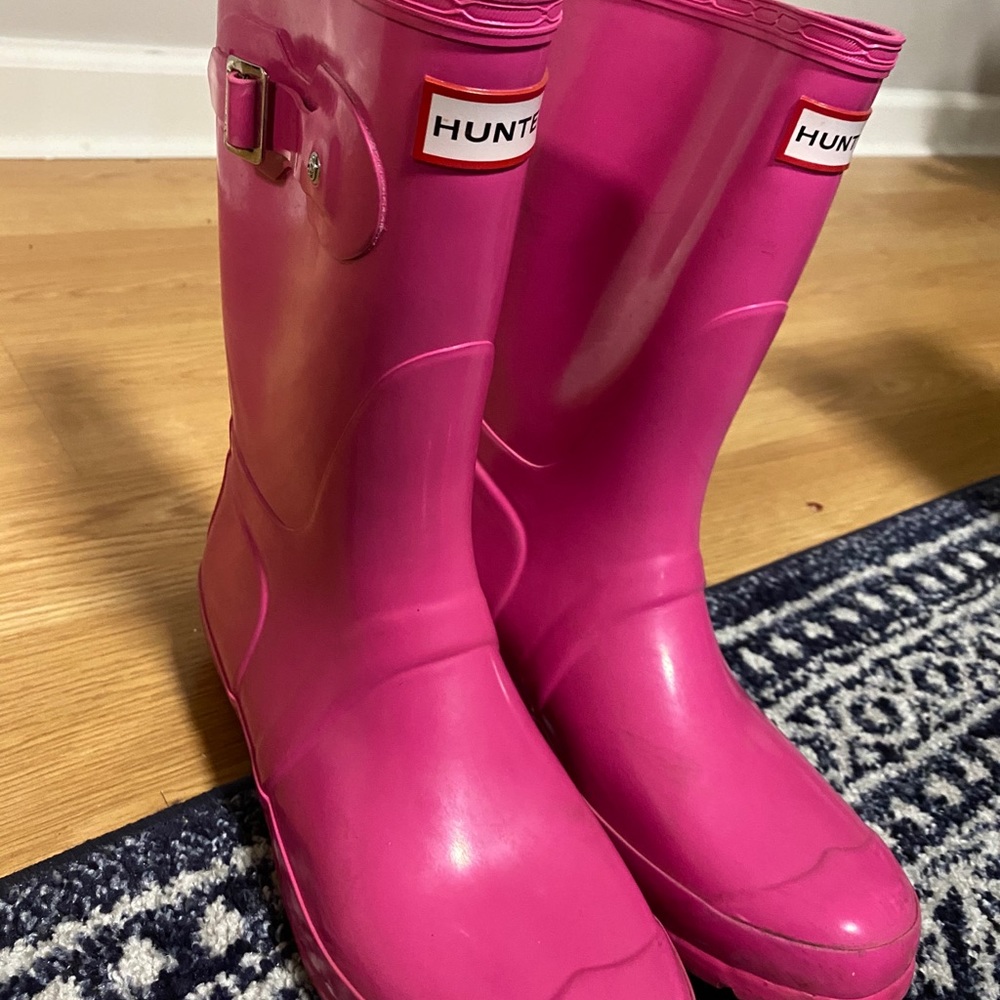 Original gloss short hunter boots hot pink